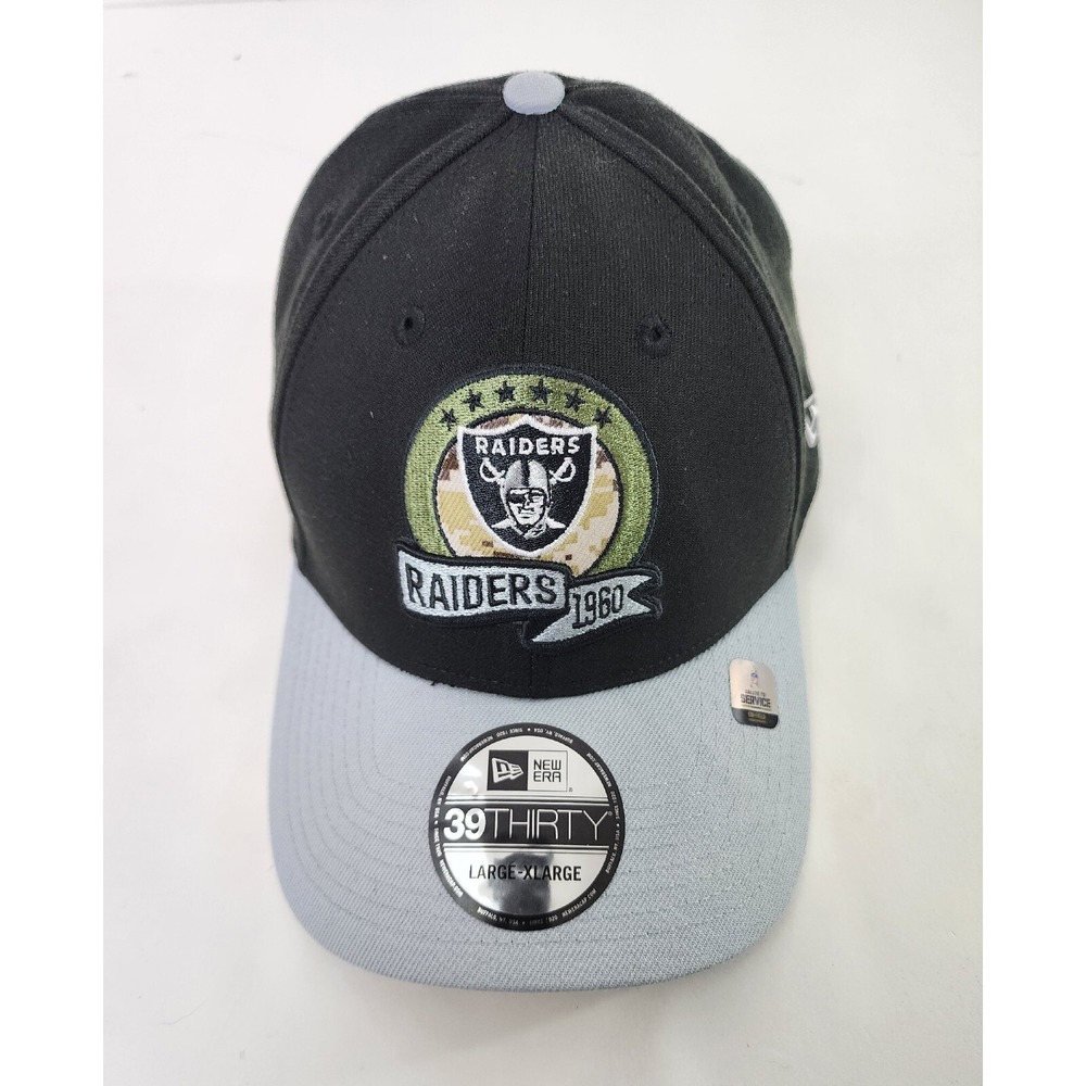 Las Vegas Raiders L/XL New Era 39THIRTY Salute To Service USA Flag Stretch Fit